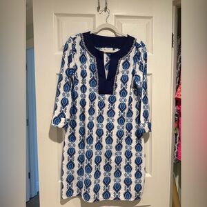 Cabana Life Blue and White Long Sleeve Dress